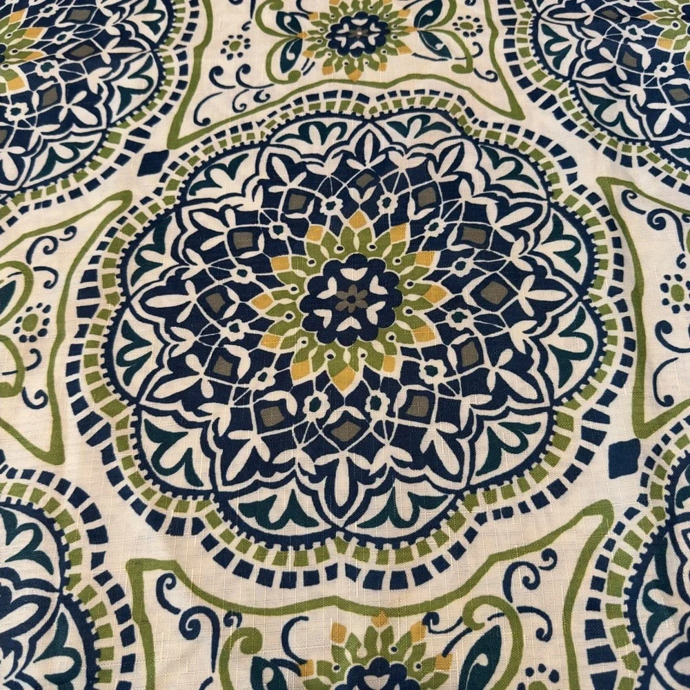 Mandala Medallion Rectangular Tablecloth Navy Blue Green 82x60 Polyester